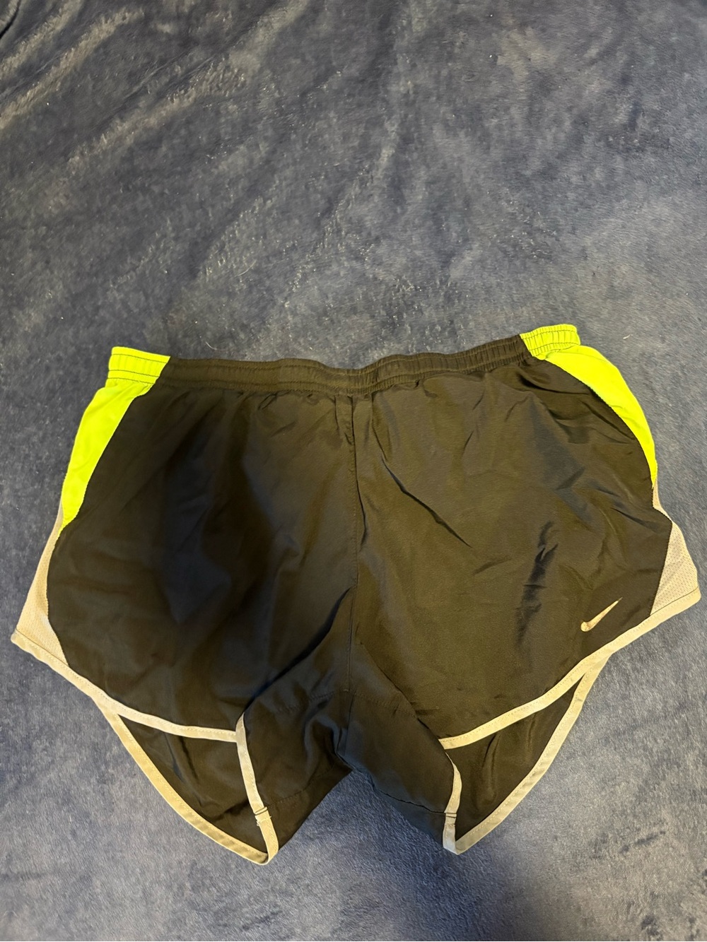 Nike Black Shorts with Neon Green Panels and Gray Trim